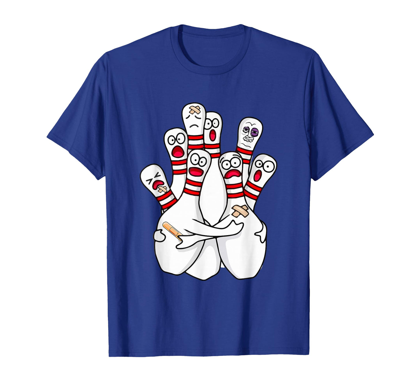 Cartoon Bowling Scared Bowling Pins Funny Sport Bowler T-Shirt
