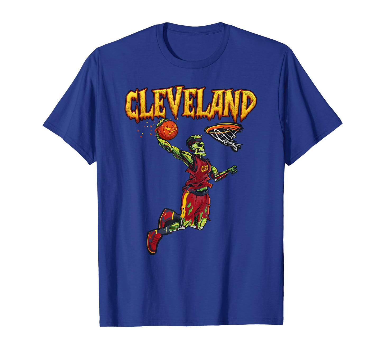 Jump Zombie Cleveland Dunk Player Halloween Pumpkin Ball T-Shirt