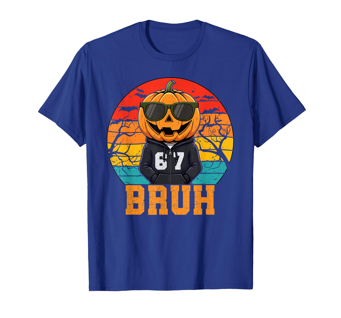 Retro Funny 67 Halloween Meme Bruh Cool Pumpkin Head Costume T-Shirt