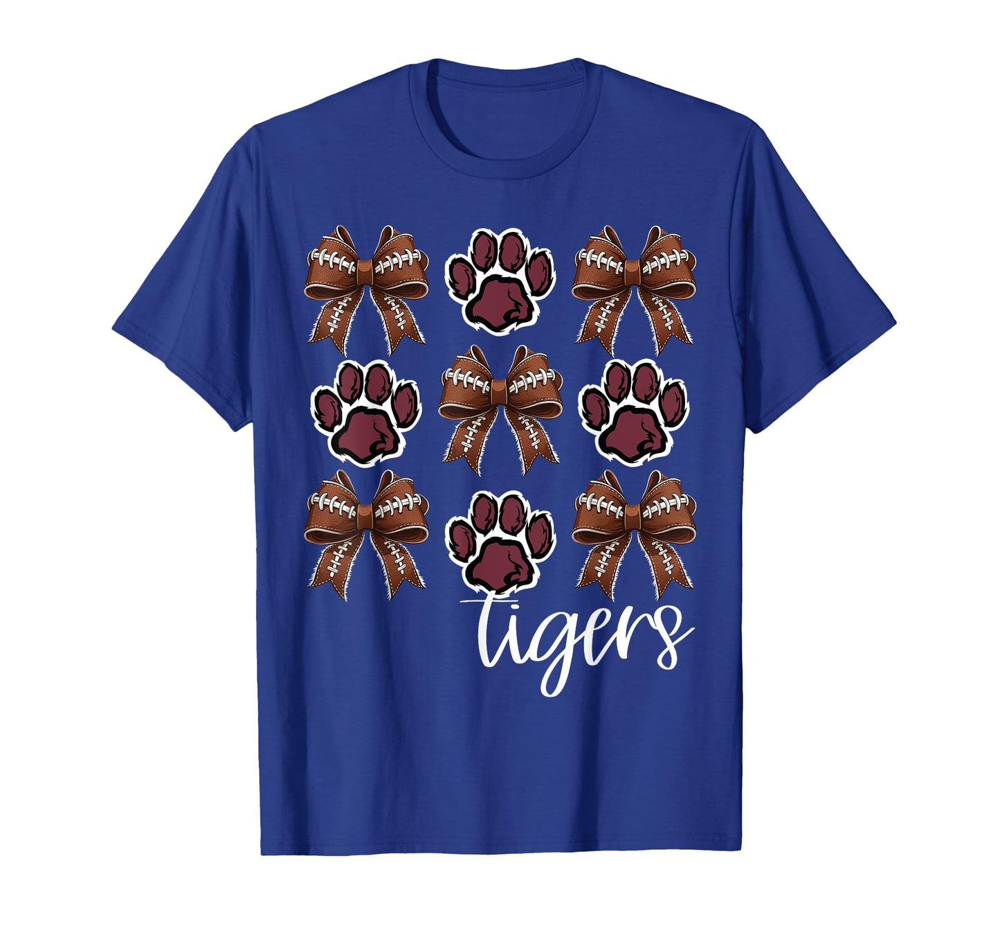 Tigers Football Mom Coquette Bows Game Day Maroon Tigers T-Shirt