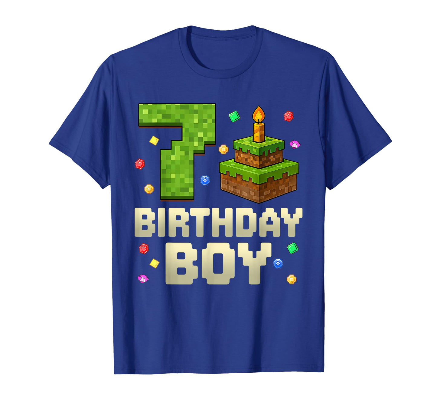 7th Birthday Boy Shirt Pixel Number Gamer Kids Boys T-Shirt