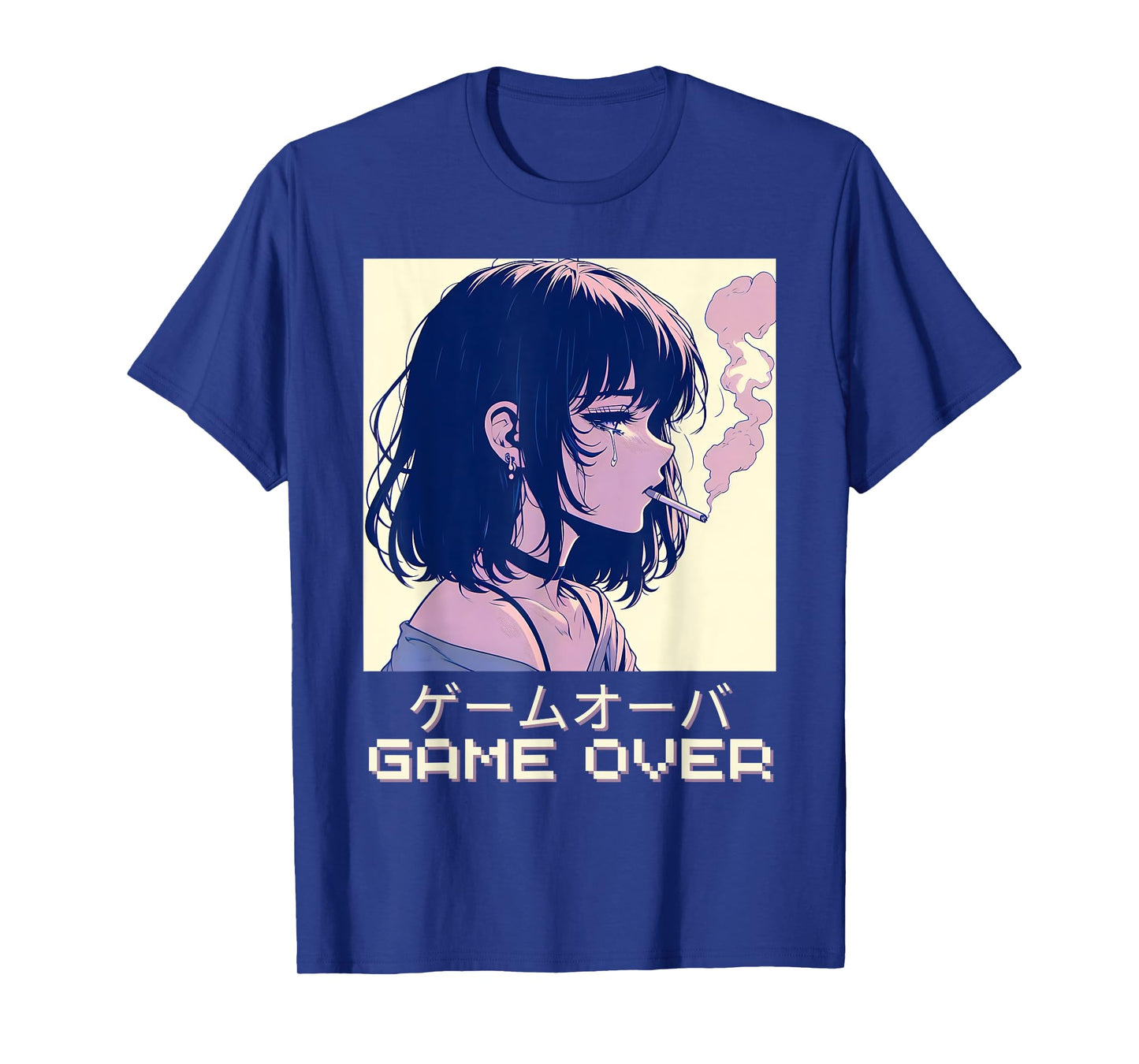 90s Japanese Sad Anime Girl Game Over Vaporwave Aesthetic T-Shirt