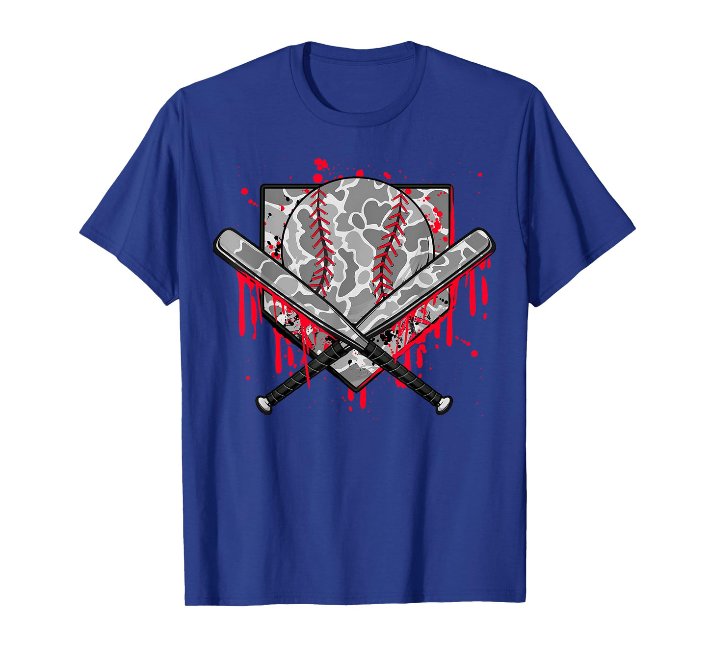 Baseball Drip Camo Baseball Home Plate Boys Sports Game Day T-Shirt