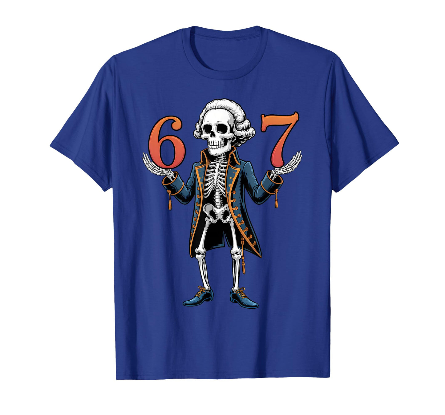 67 76 Meme Funny George Washington Skeleton Halloween T-Shirt