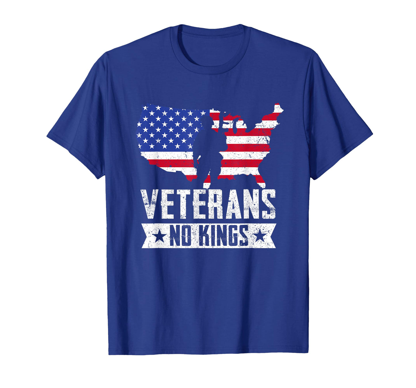 Veterans No Kings Vintage Military America Flag Veterans Day T-Shirt