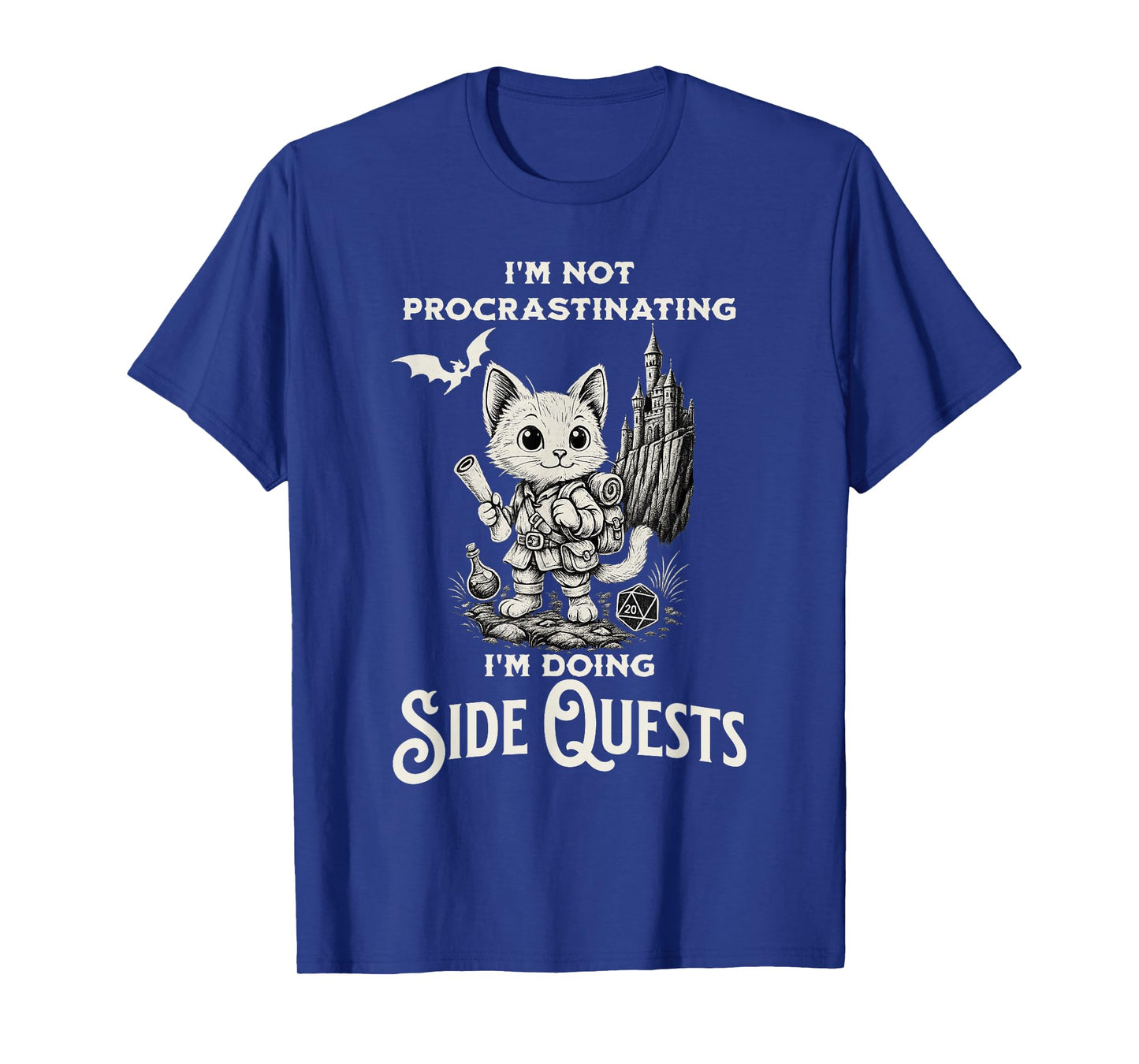 I'm Not Procrastinating I'm Doing Side Quests RPG Gamer Cat T-Shirt