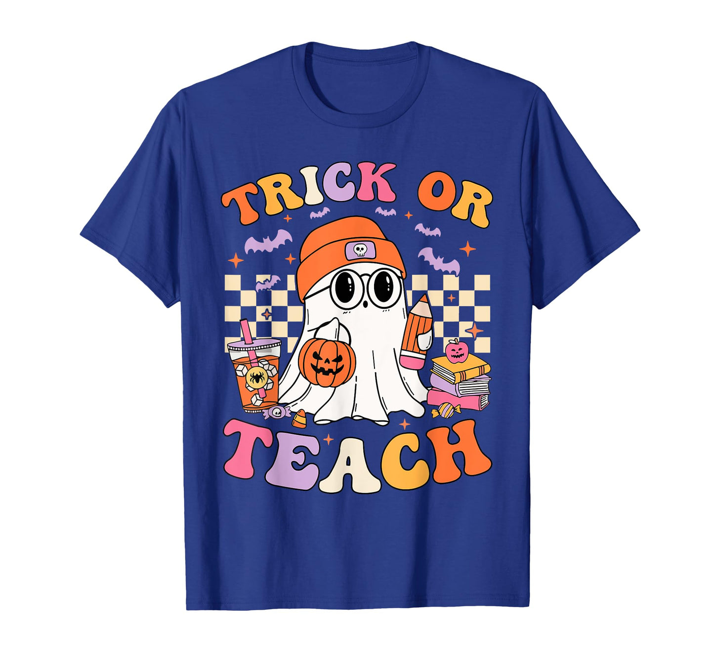 Teacher Halloween Trick Or Teach Cute Ghost Coffee Pumpkins T-Shirt