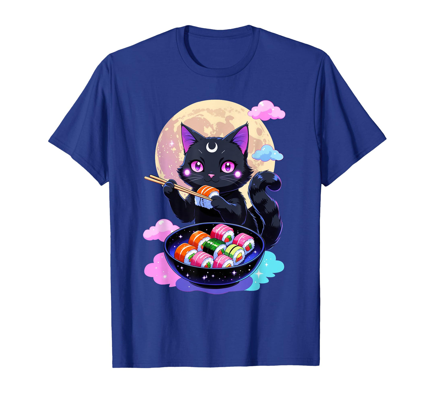 Anime Cat Girls Kawaii Cute Cat Eating Sushi Japanese Cute T-Shirt