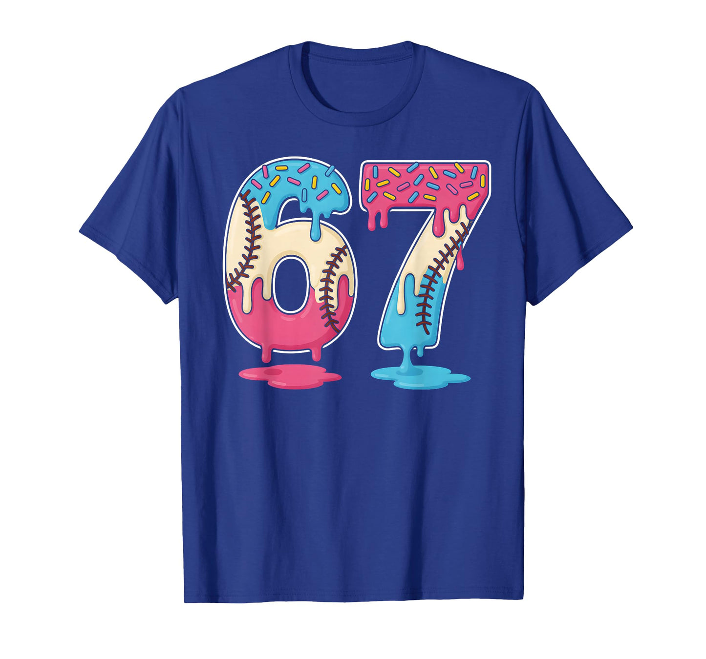 67 Baseball Ice Cream Drip Meme Six Seven Gen Alpha Funny T-Shirt