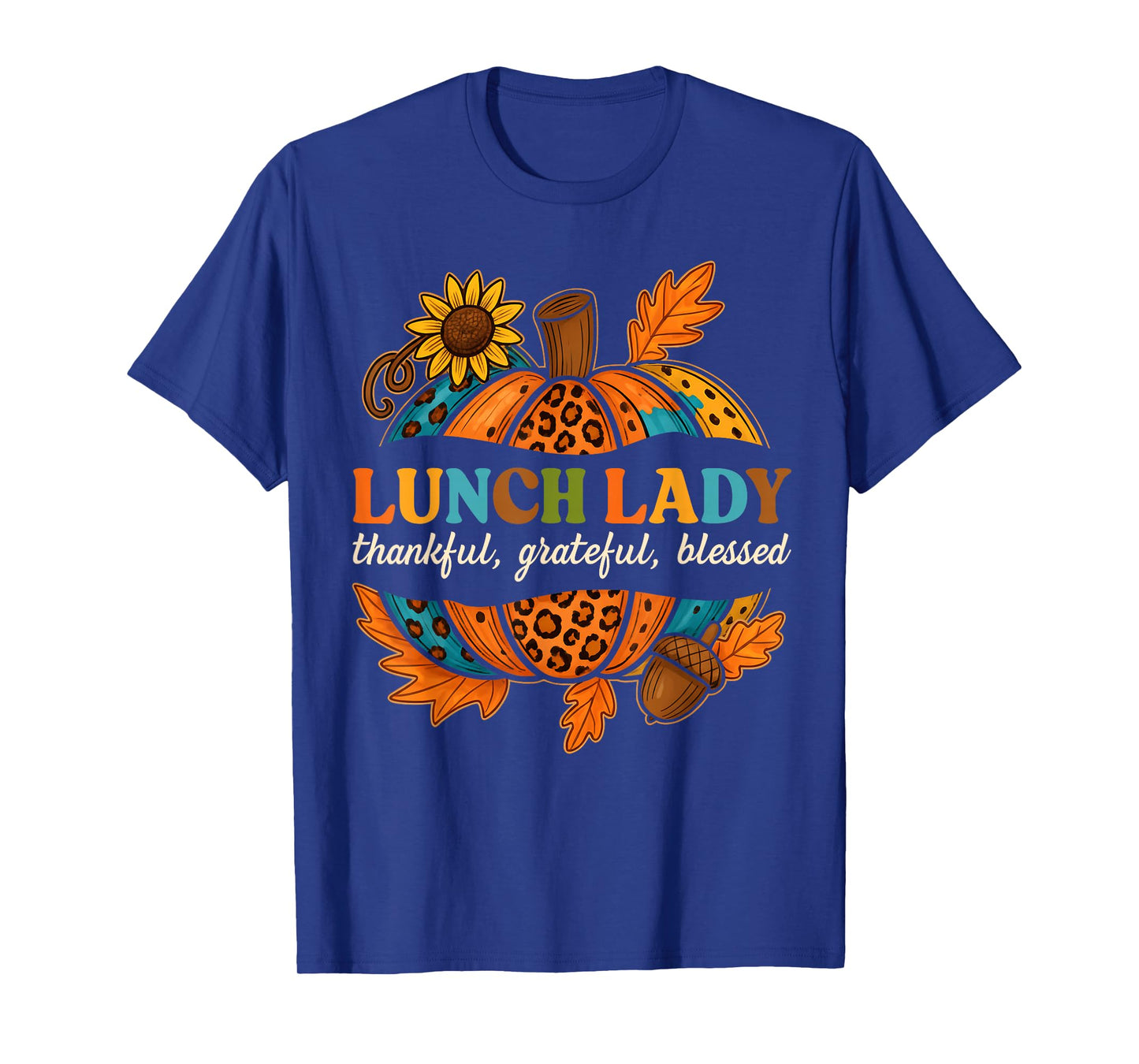 Lunch Lady Pumpkin Leopard Print Thanksgiving Fall Autumn T-Shirt