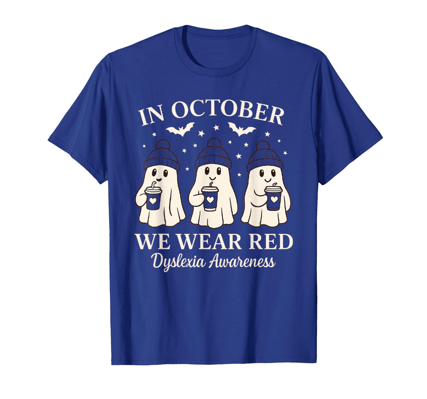 in October we wear red Dyslexia Awareness Halloween Ghost T-Shirt