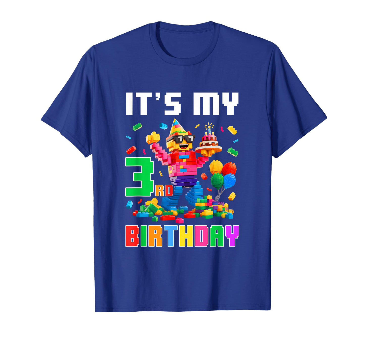 Its My 3Rd Three Birthday Building Brick 3 Three Old Boys T-Shirt