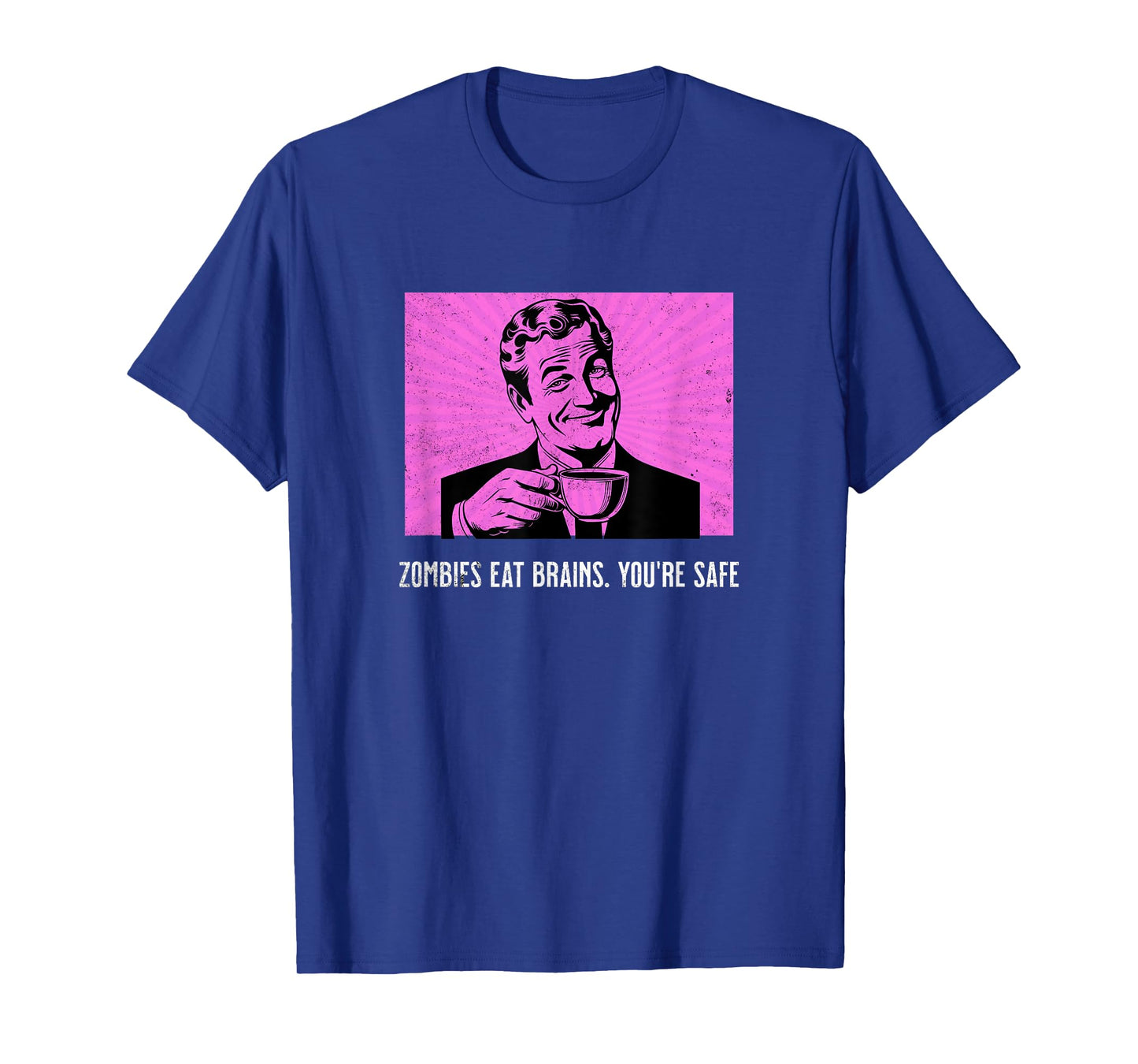 Retro Man Coffee Funny Sarcastic Zombies Eat Brains Joke T-Shirt