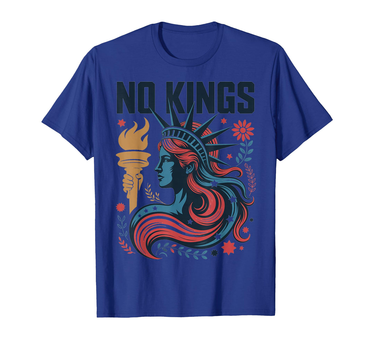No Kings Retro Patriotic Woman Liberty Art Design T-Shirt