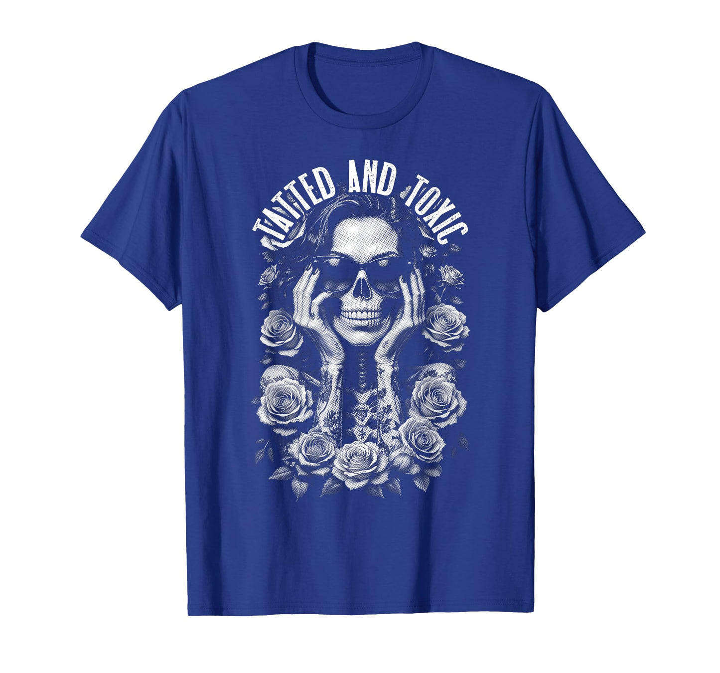Tatted And Toxic Gothic Tattooed Skeleton Girl Roses Ink T-Shirt