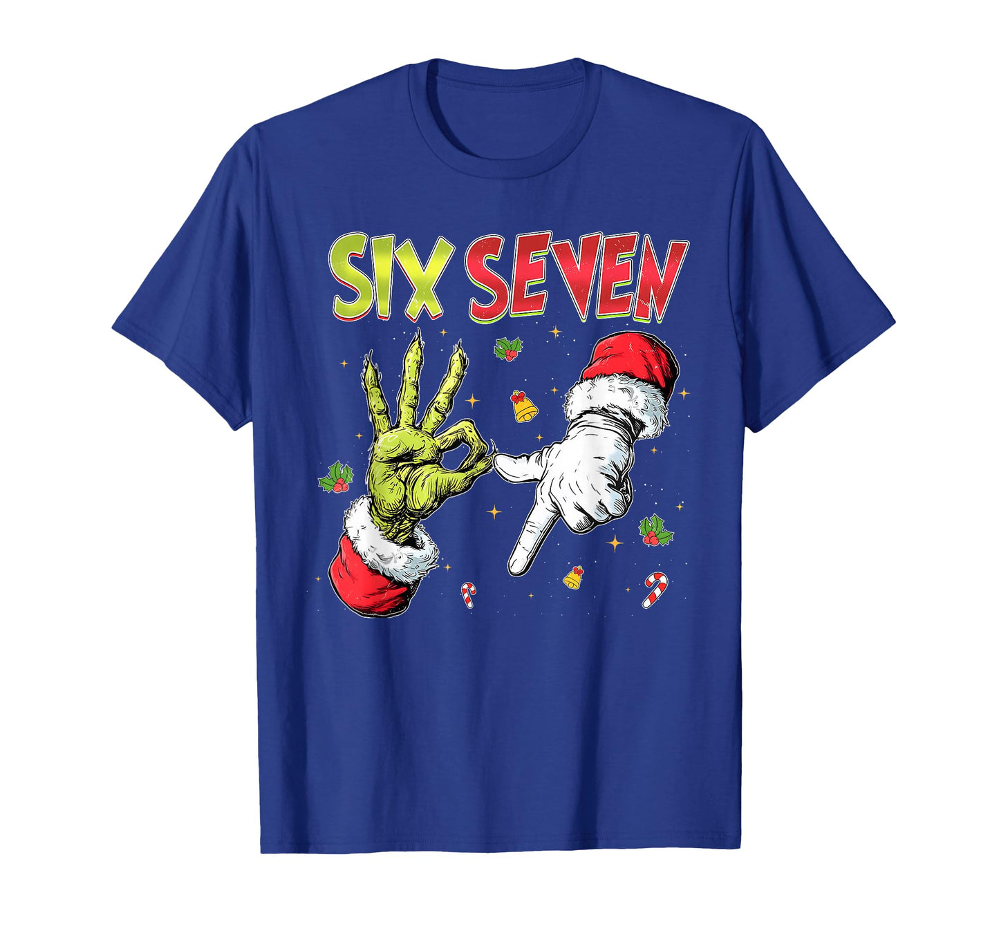 6 7 Six Seven Hand Gen Z Alpha Meme Slang Xmas Christmas T-Shirt