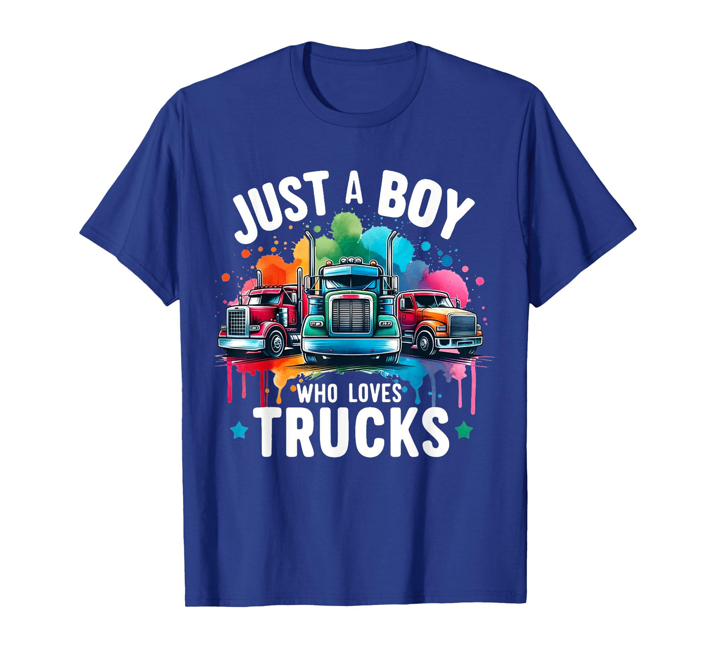 Just a Boy who loves Trucks Semi Trucker Drip Kids Toddler T-Shirt