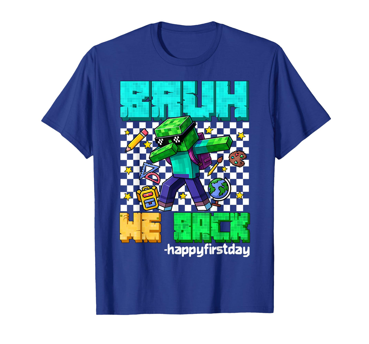 Bruh We Back To School Kids Boy Dabbing Video Game Pixel T-Shirt