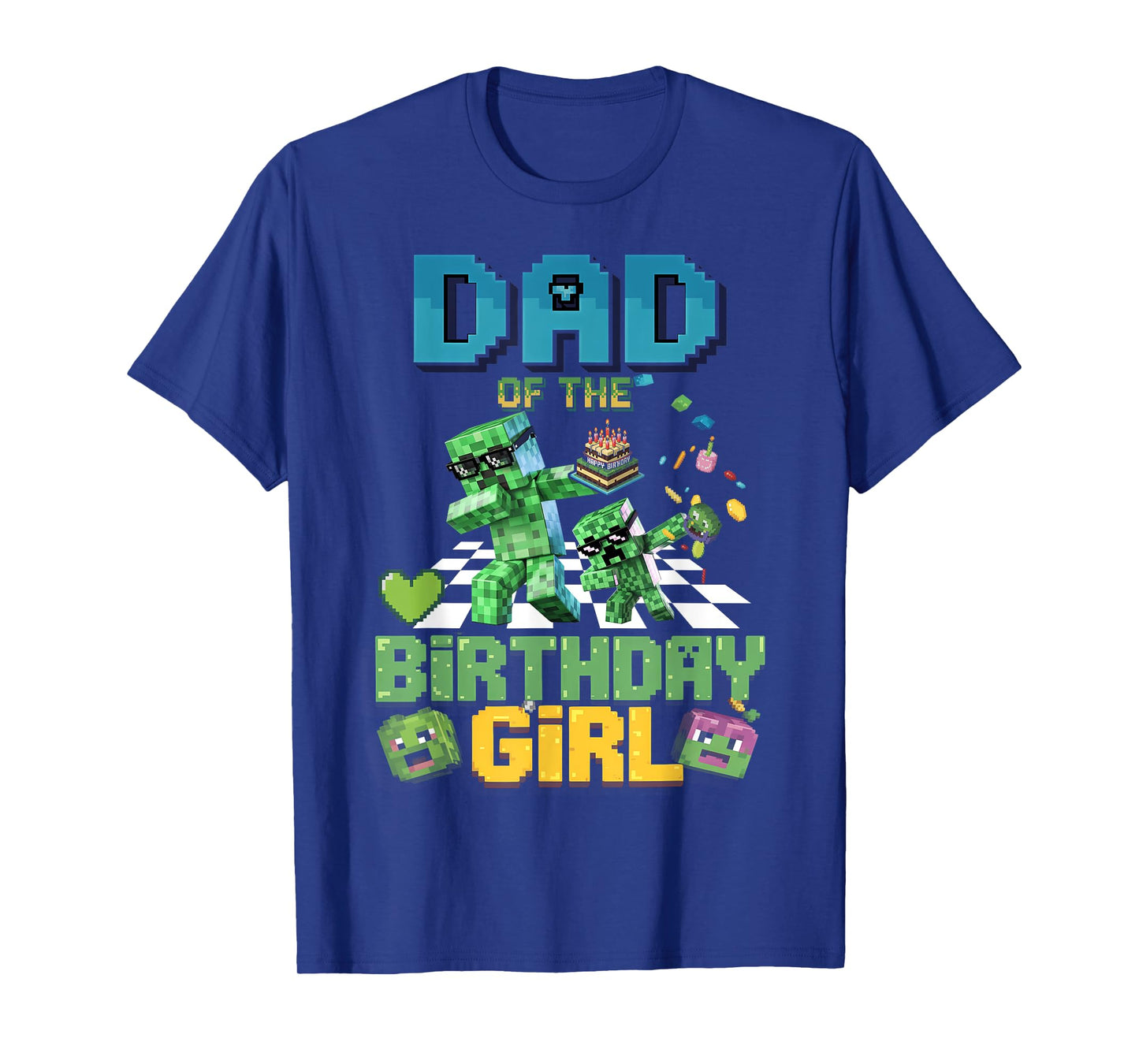 Dad of the Birthday Girl Funny Video Game Pixel T-Shirt