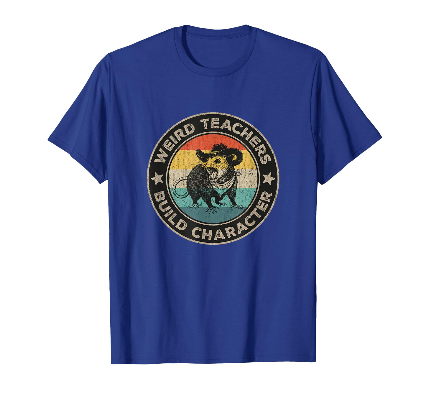 Weird Teachers Build Character Funny Teacher Retro Opossum T-Shirt
