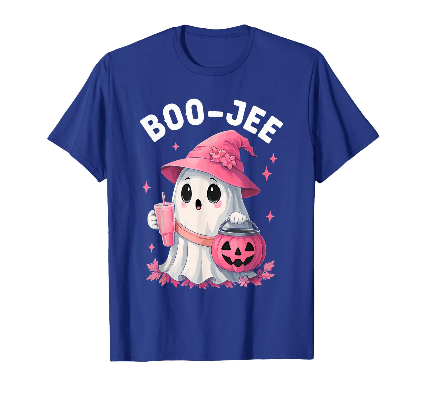 Boo JEE Boujee Pink Ghost Halloween October Vibes T-Shirt