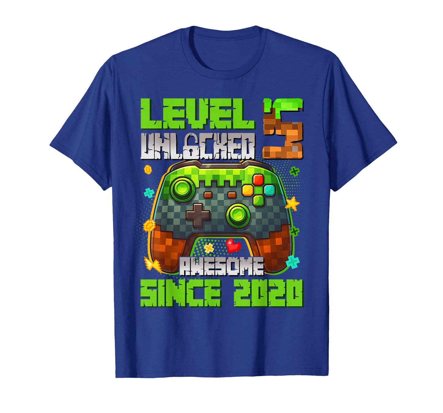 Level 5 Unlocked Awesome Since 2020 5th Birthday Game Pixel T-Shirt
