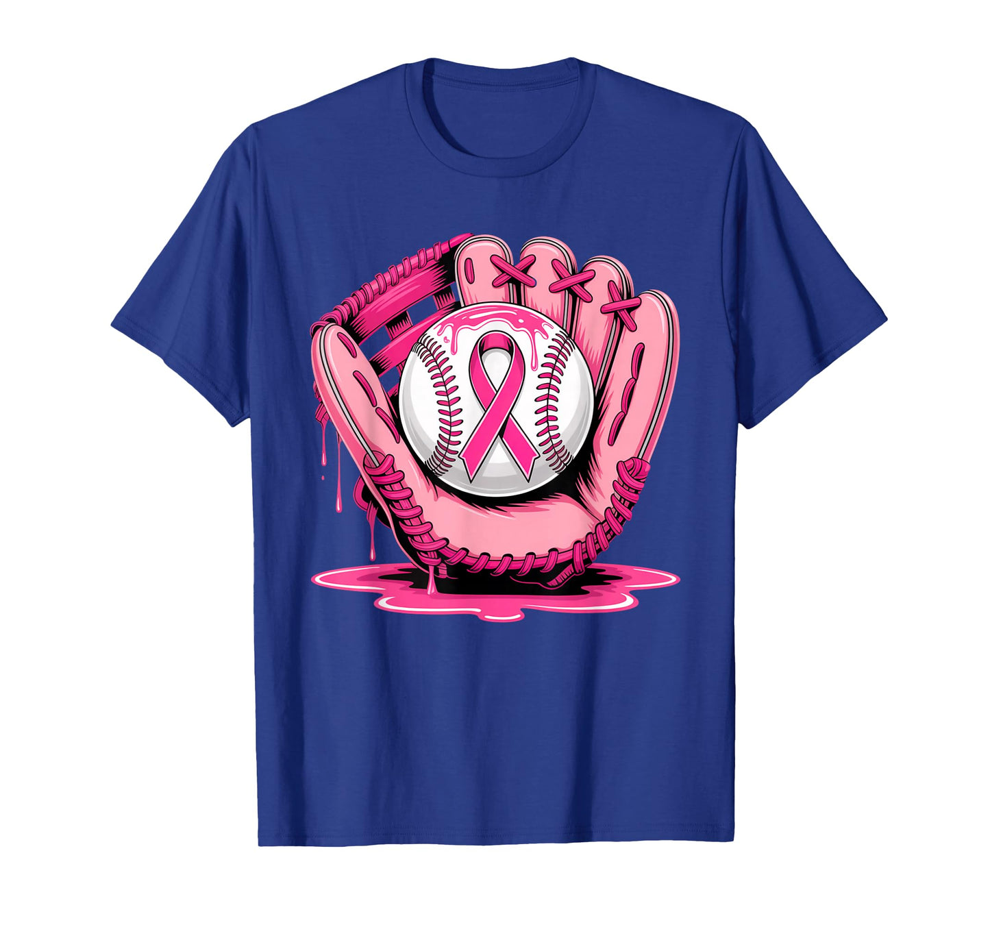 Baseball Drip Pink Breast Cancer Awareness Support Men Women T-Shirt