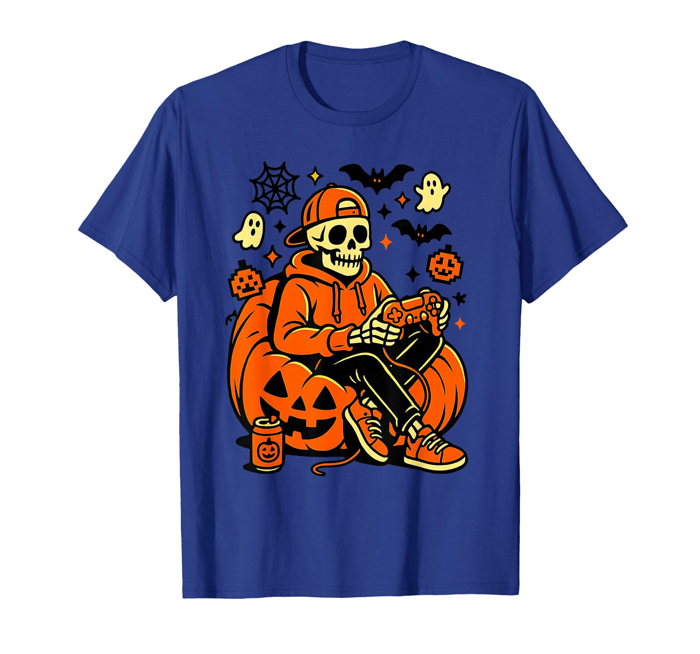 Skeleton Halloween Skeleton Gamer Video Gaming Boys Men Kids T-Shirt