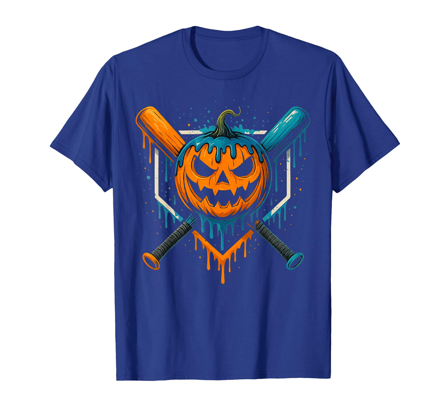 Pumpkin Halloween Baseball Ice Cream Drip Spooky Boys Youth T-Shirt