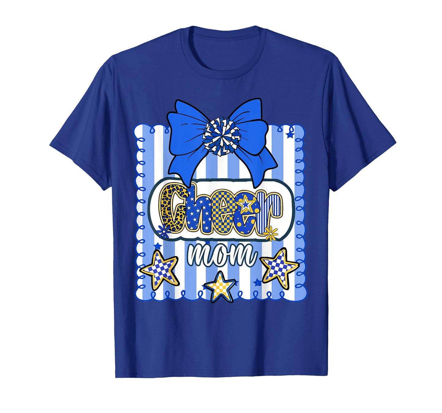 Cheer Mom Blue and Gold Team Game Day Football Cheerleader T-Shirt