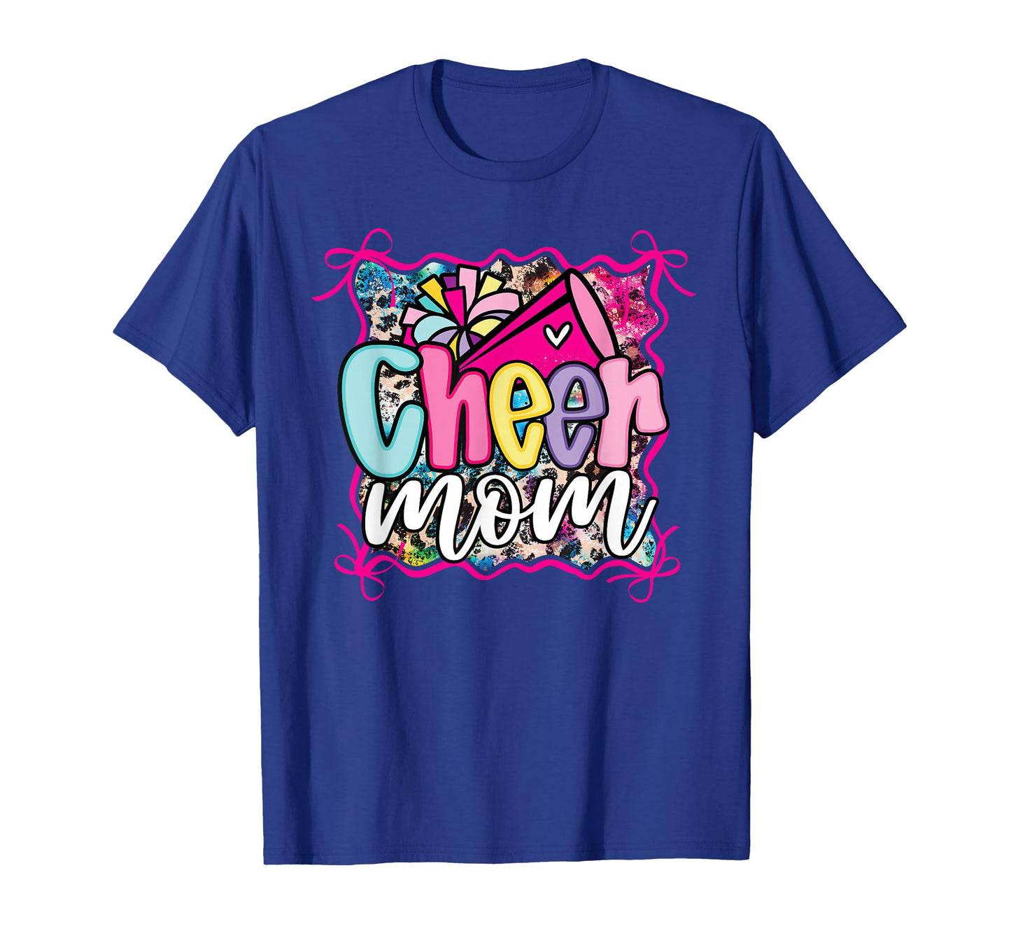 Pink Coquette Cheer Mom Mama Cheerleading Pom Megaphone Bow T-Shirt