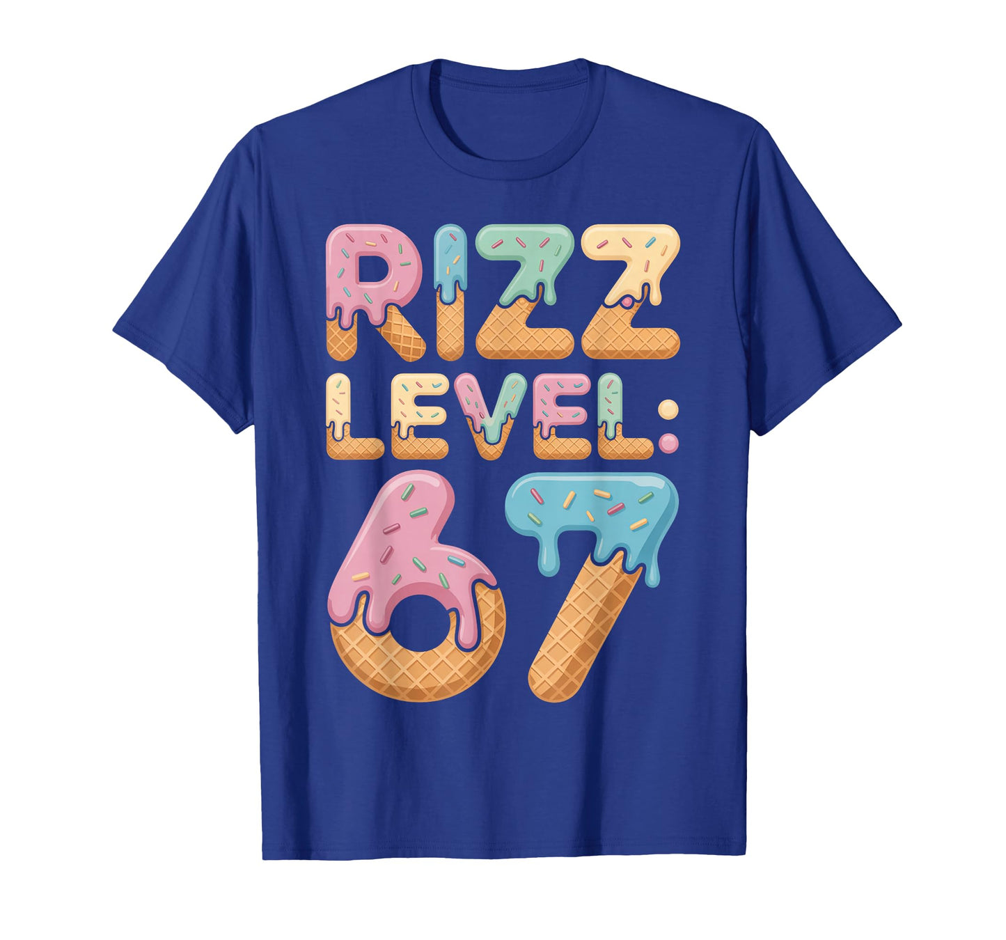 Rizz Level 67 Meme Shirt Ice Cream Drip Meme Six Seven 6 7 T-Shirt