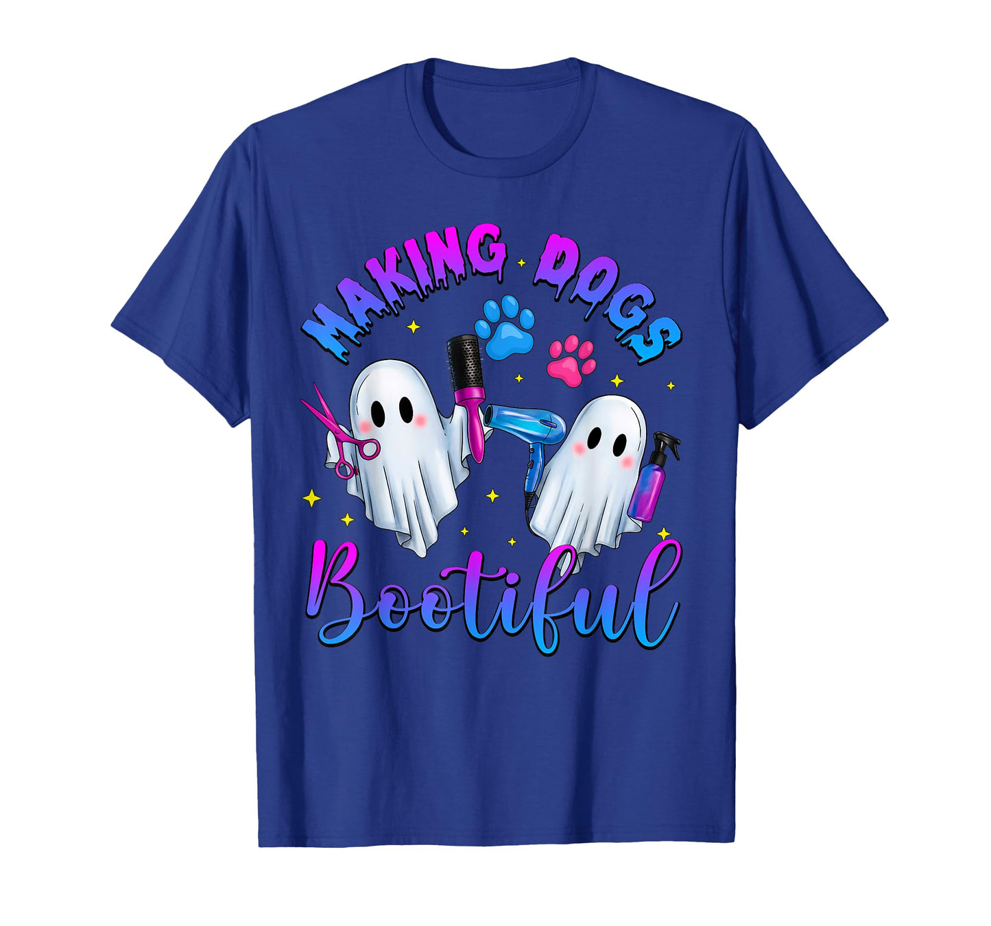 Making Dogs Bootiful Ghost Pet Groomer Halloween Men Women T-Shirt