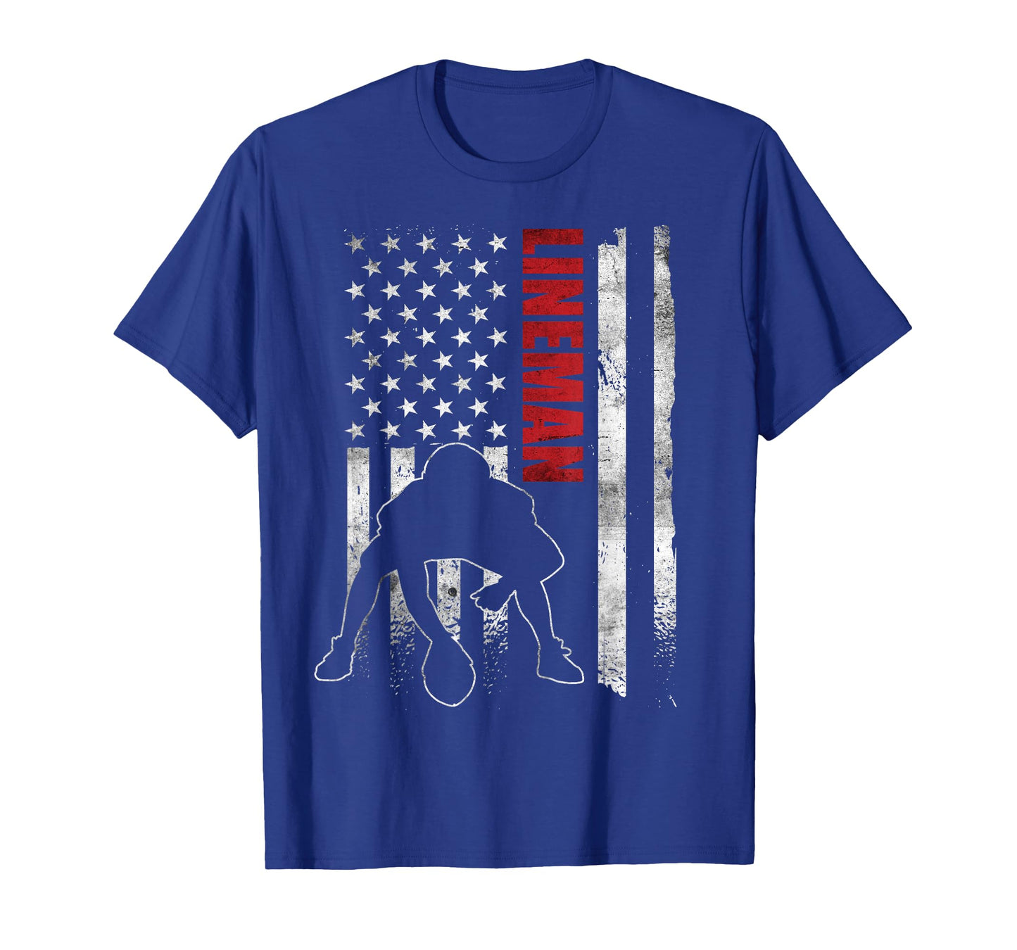 American Football Lineman Offensive Player Apparel US Flag T-Shirt