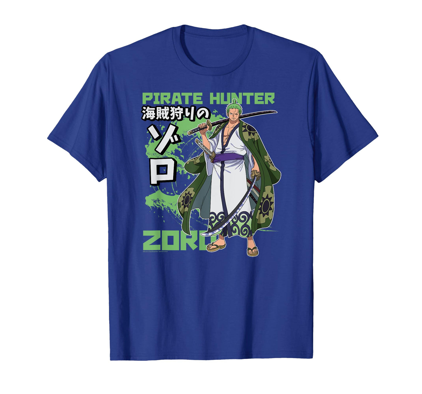 One Piece Anime Pirate Hunter Zoro Wano Costume Kanji T-Shirt