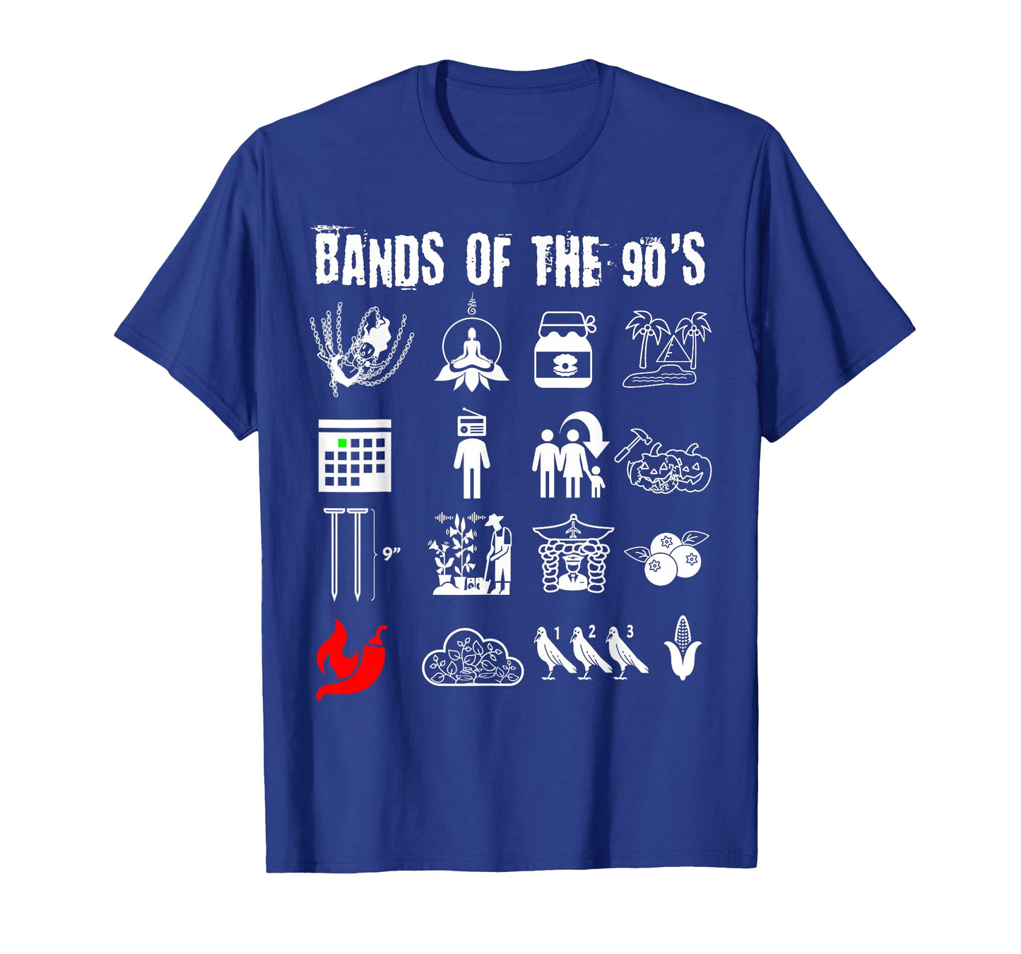 Funny Nerdy Iconic Alternative Rock Bands of the 90s White T-Shirt