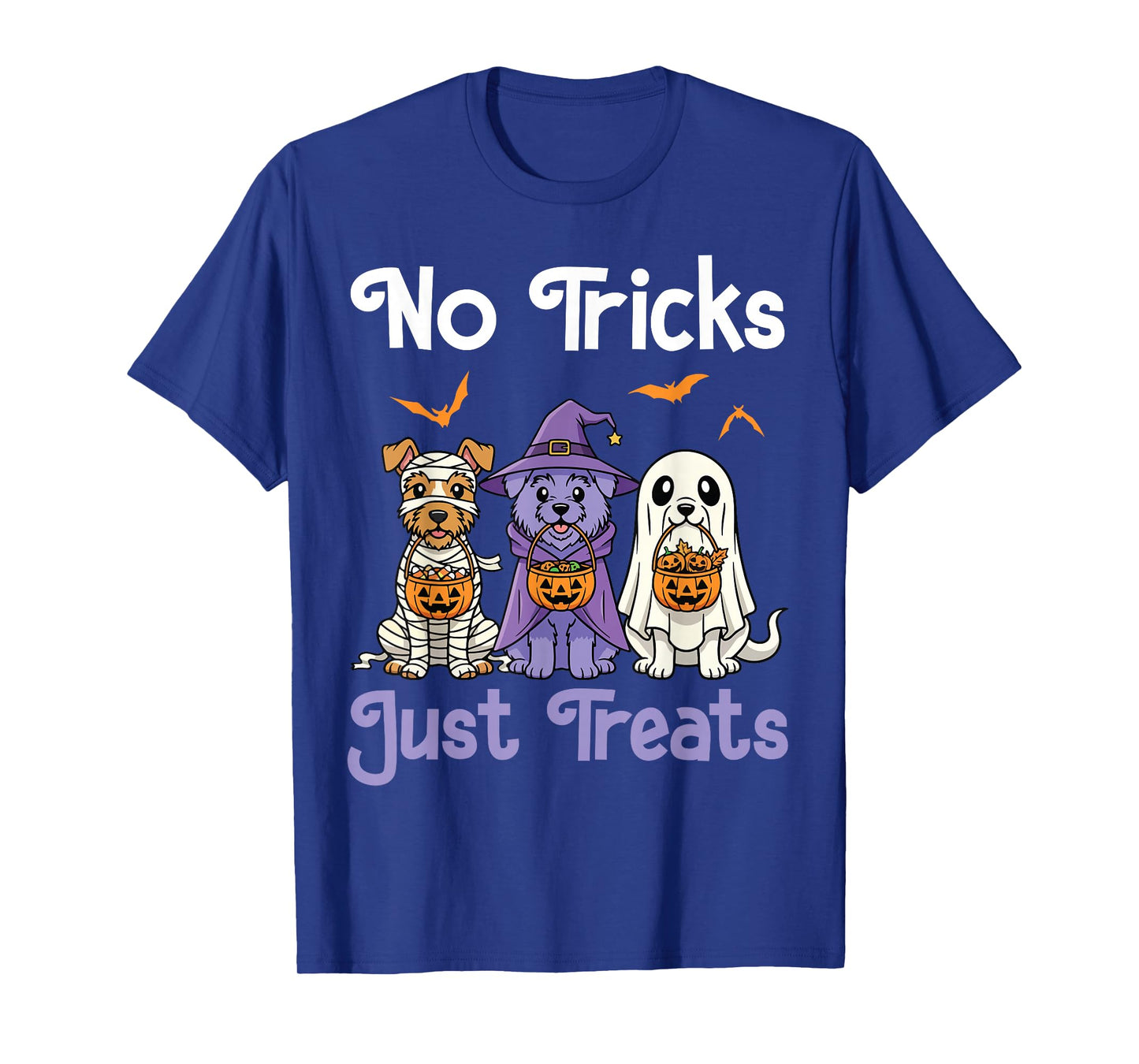 No Tricks Just Treats Cute Halloween Dogs and Pumpkin Basket T-Shirt