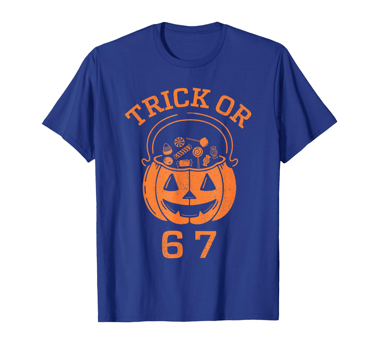 Funny 67 Six Seven Halloween Trick Or Treat Pumpkin Boys T-Shirt