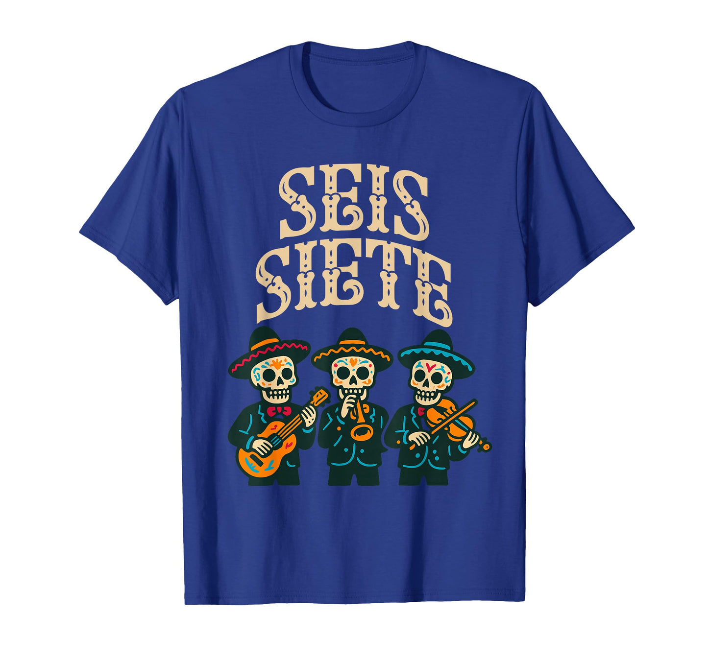 SEIS Siete Mexican 67 Funny Skull Graphic T-Shirt