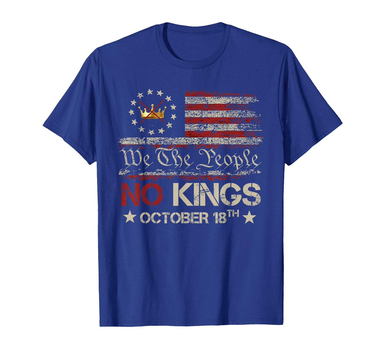 No Kings Vintage America Flag 1776 October 18 T-Shirt