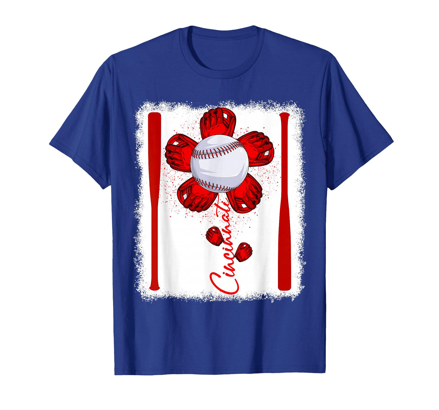 Cute Flower Cincinnati Retro Baseball Lover Game Day T-Shirt
