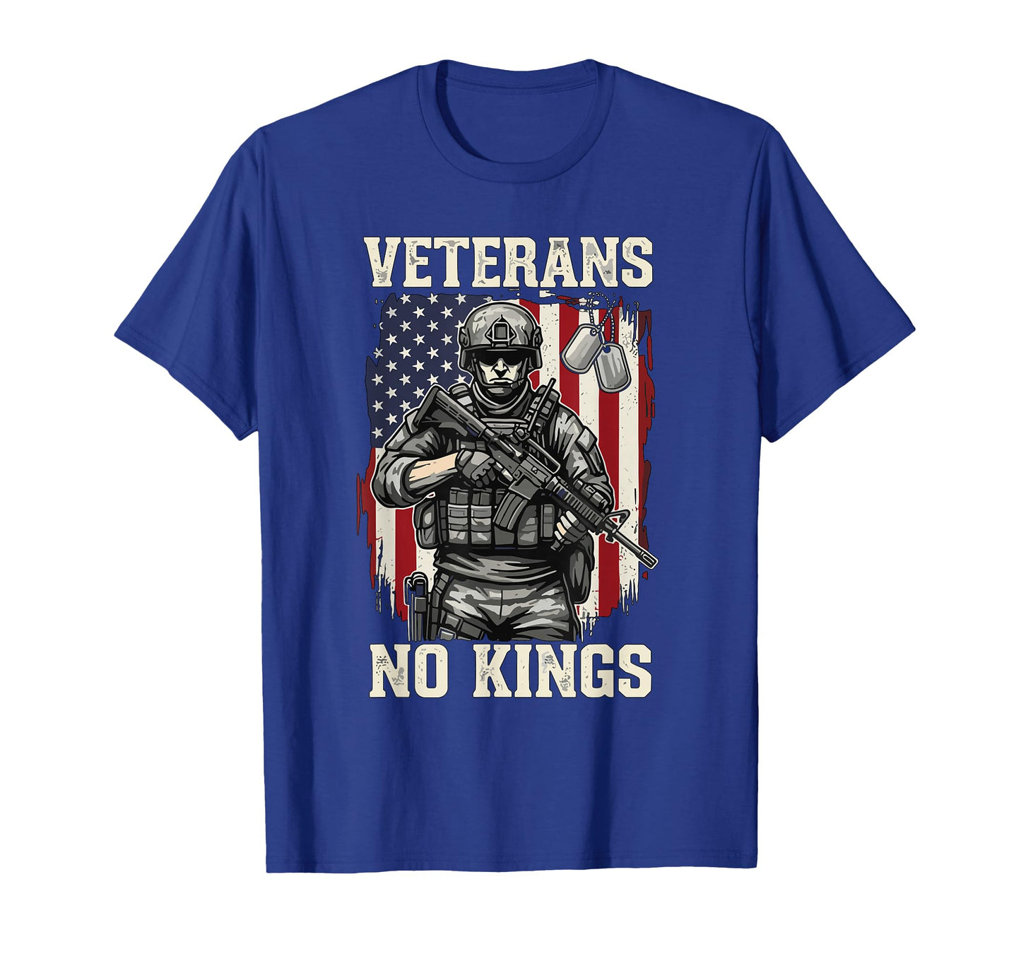 No Kings Veterans Vintage American Flag Patriotic T-Shirt