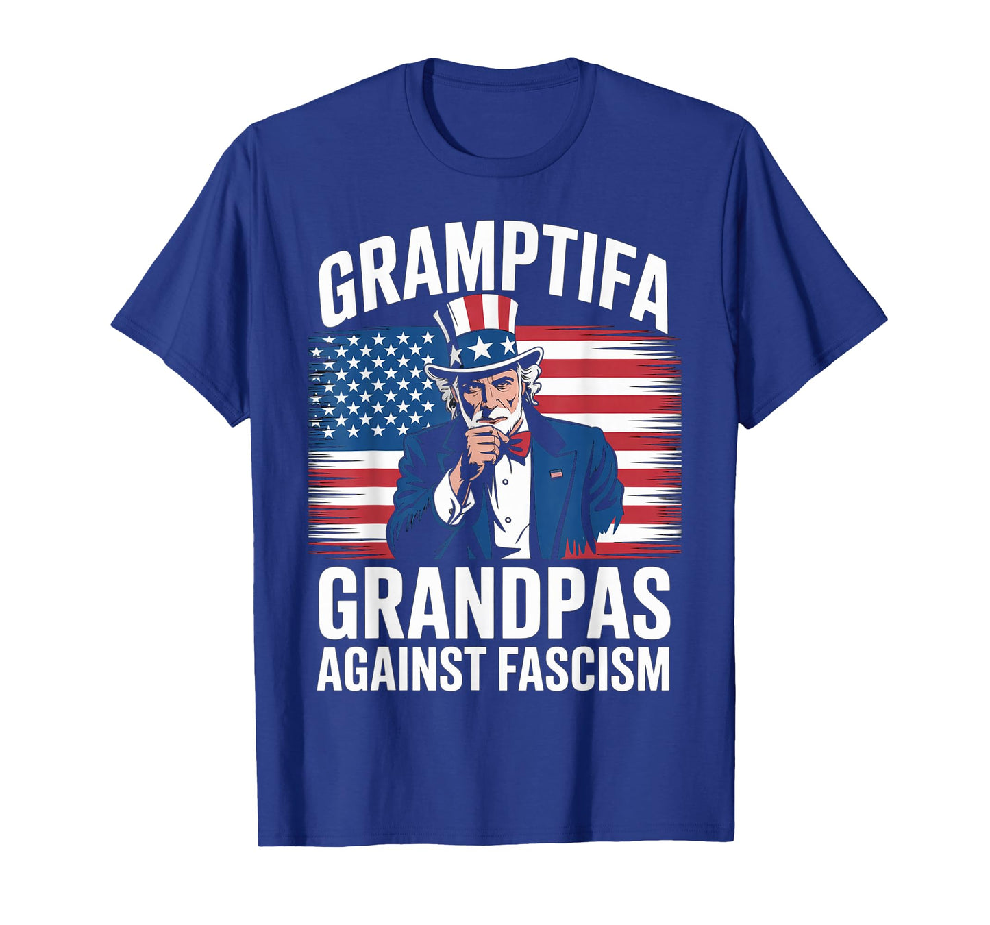 Gramptifa Grandpa Against Fascism Flag Resist No Kings Papa T-Shirt