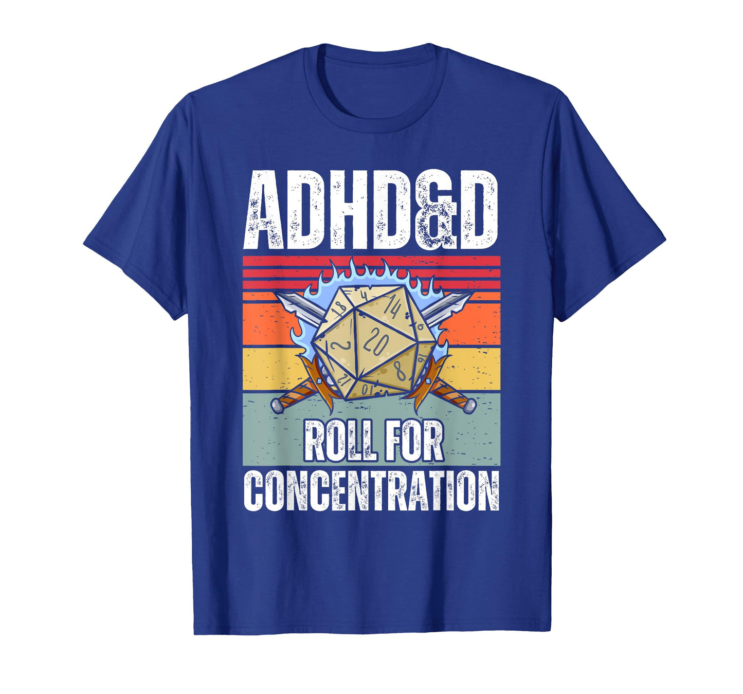 Retro Vintage ADHD&D Roll For Concentration Funny Gamer T-Shirt