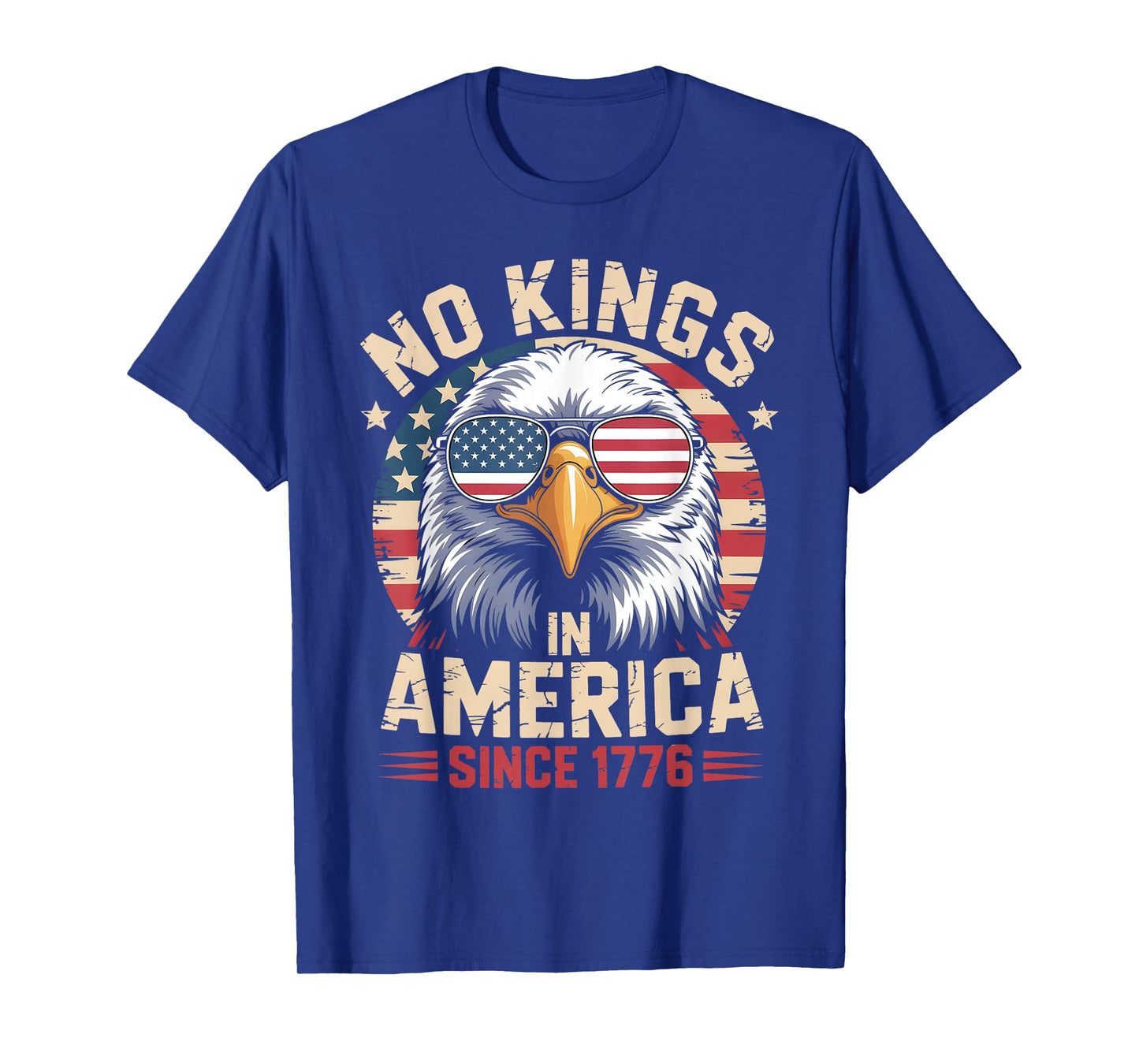 No Kings in America Since 1776, Patriotic Eagle Sunglasses T-Shirt