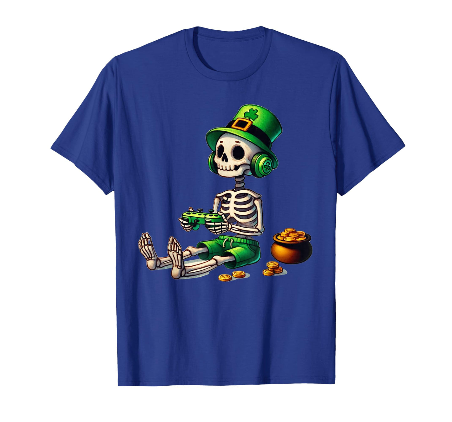 St Patricks Day Skeleton Leprechaun Gamer Video Gaming Boys T-Shirt
