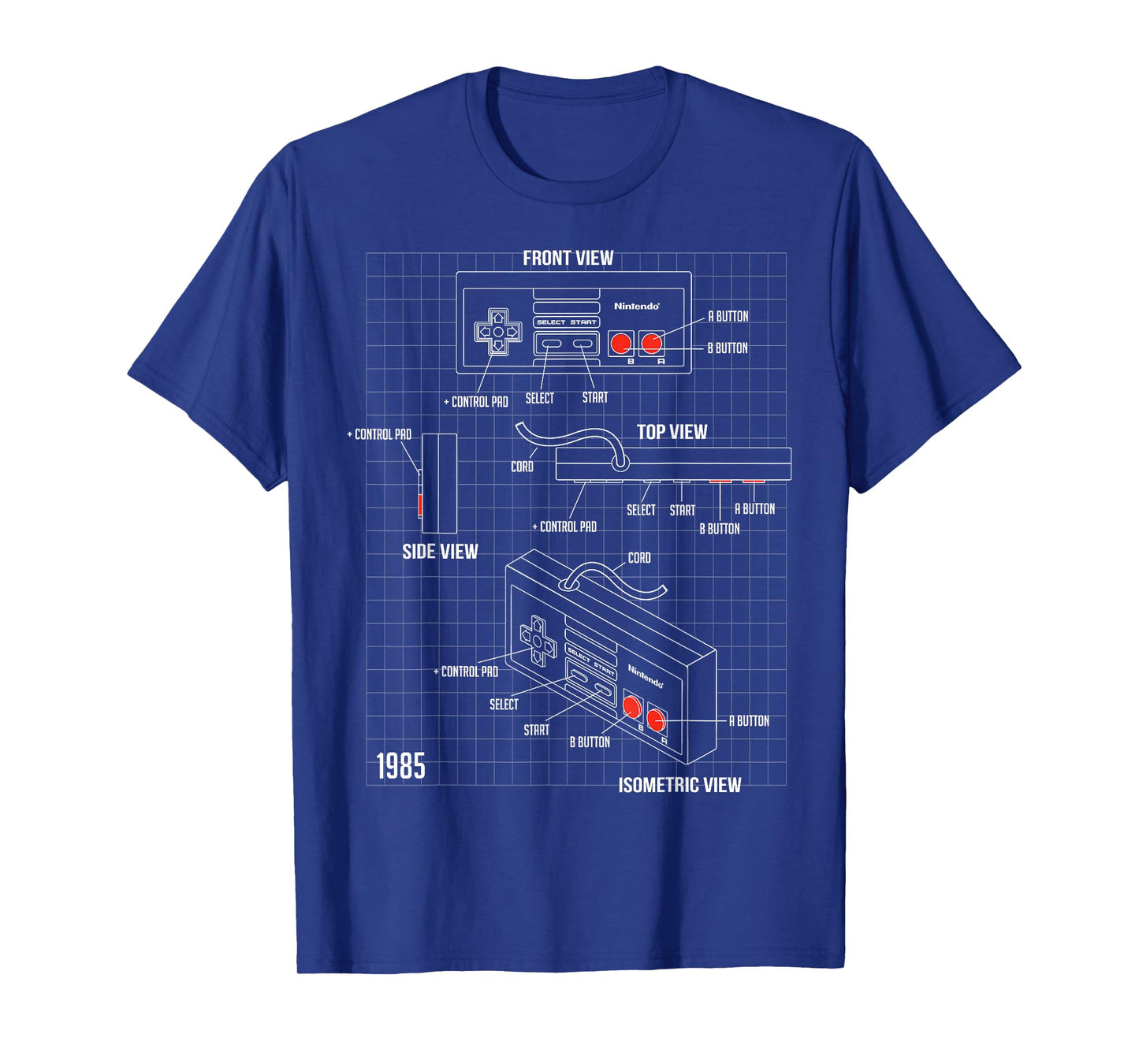 Nintendo NES Controller Parts Schematic Graphic T-Shirt