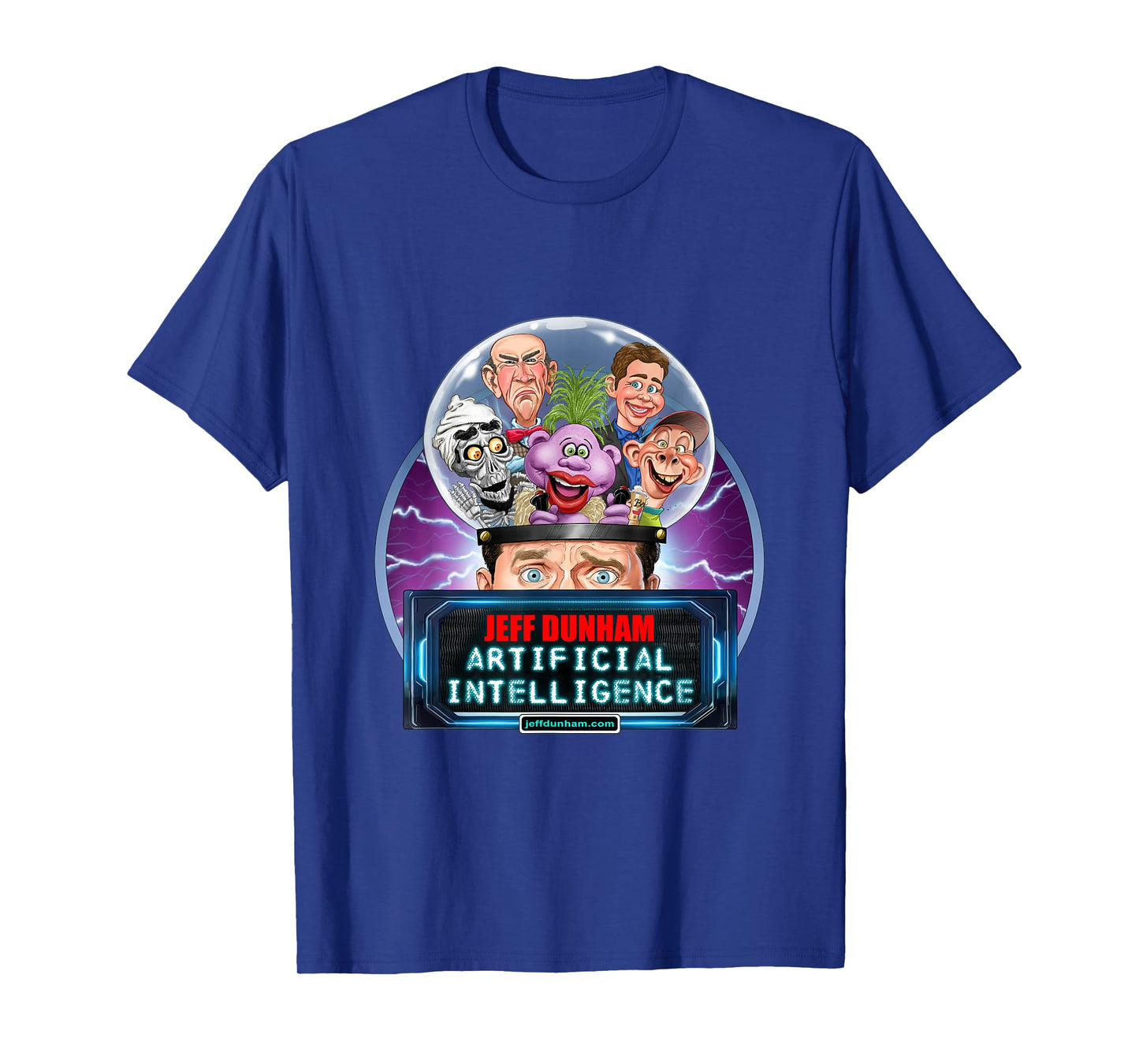 Jeff Dunham: Artificial Intelligence (2025) Unisex T-Shirt - Black, Short Sleeve, Classic Fit, Cartoon Design - Jeff Dunham Fans, Comedy Enthusiasts, Collectors, Kids to Adults