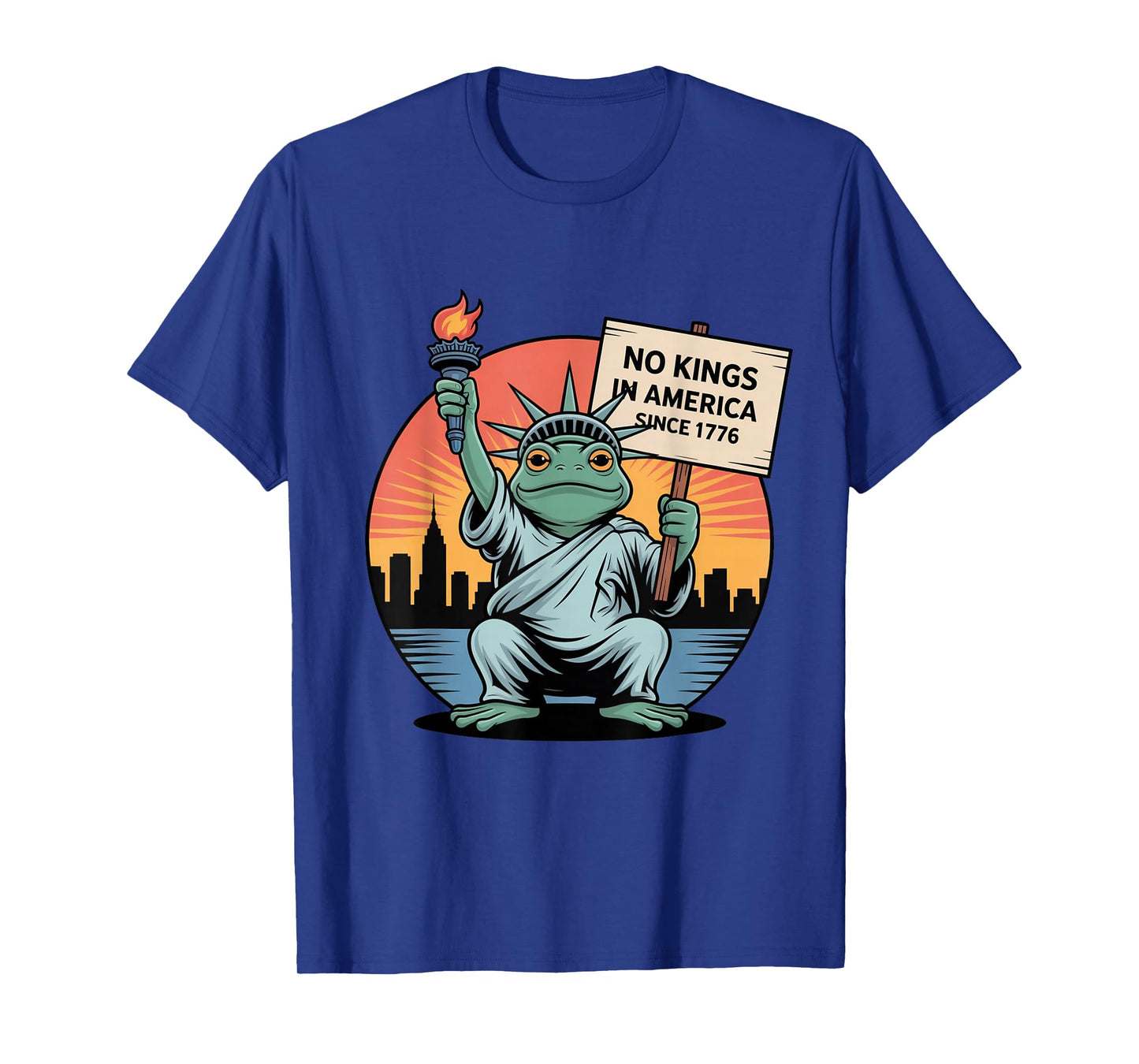Statue of Ribbity No Kings in America Frog Protest Liberty T-Shirt