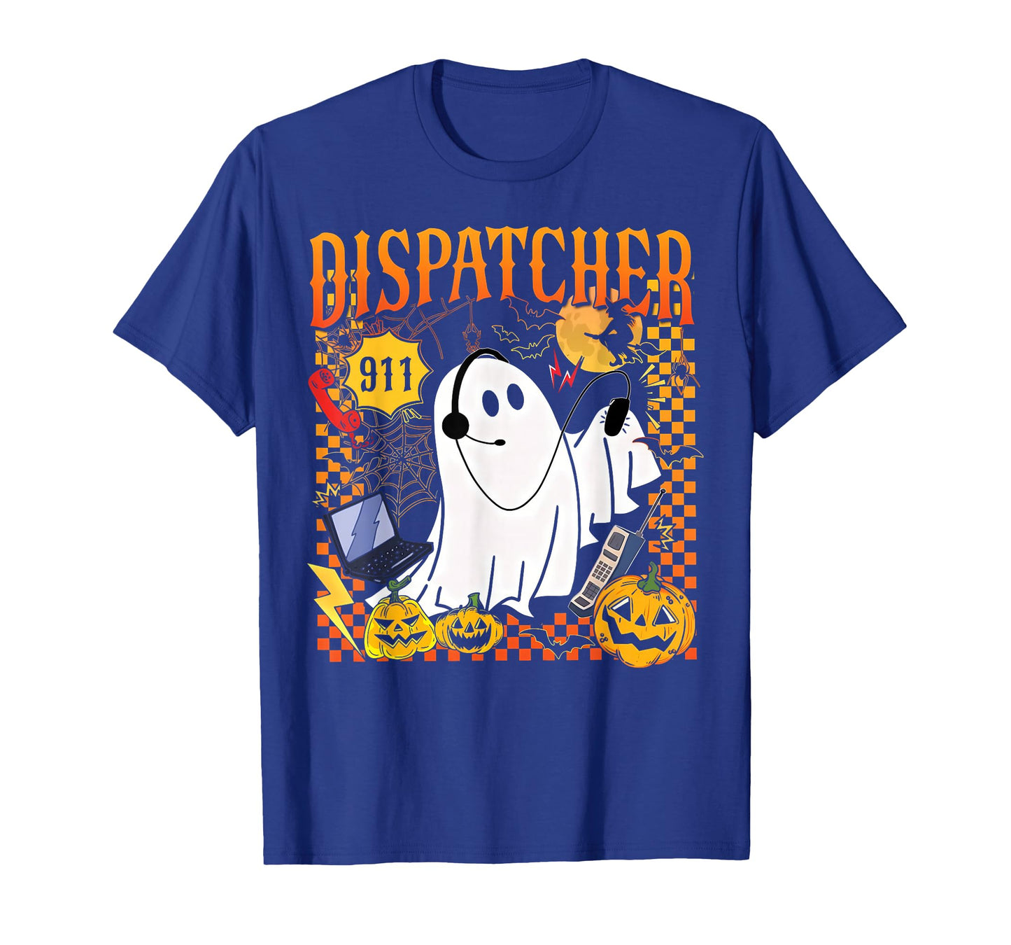 Groovy Spooky 911 Dispatcher Ghost Halloween Police Dispatch T-Shirt
